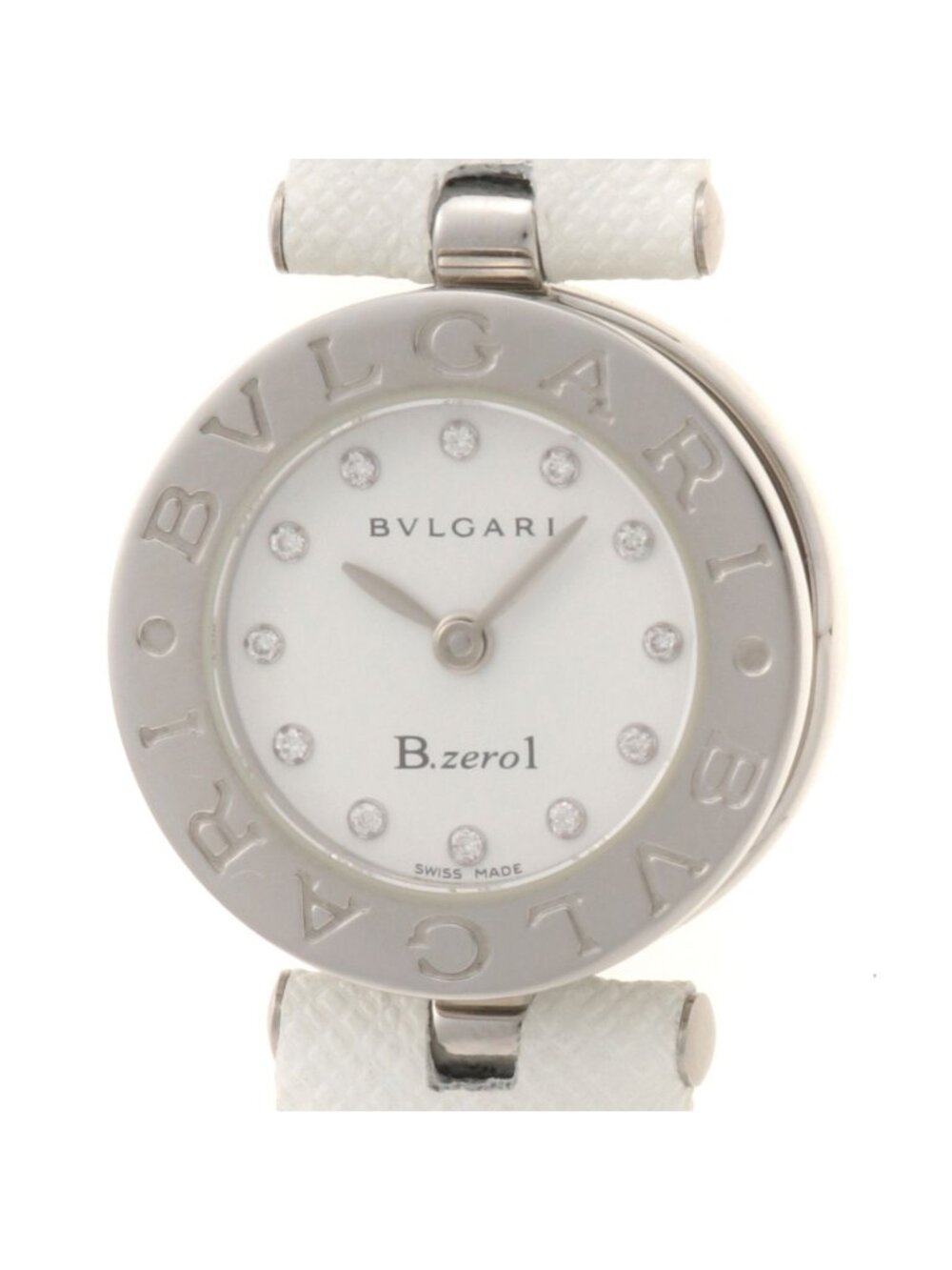 Bvlgari B.zero1 Watch Stainless Steel Third Party Leather White Dial Diamond